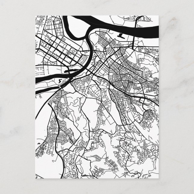 Postal Mapa de la ciudad de Belgrado Serbia (Anverso)