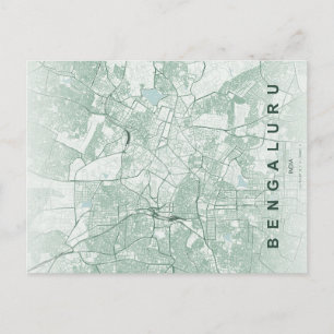 Postal Mapa de la ciudad de Bengaluru India Diseño Minima