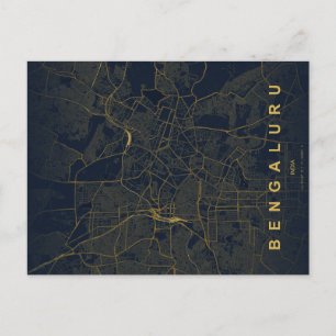 Postal Mapa de la ciudad de Bengaluru India Diseño Minima