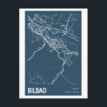 Postal Mapa de la ciudad de Bilbao España Arte de línea I<br><div class="desc">Postal del mapa de la ciudad de Bilbao España Arte de línea Impresión azul</div>