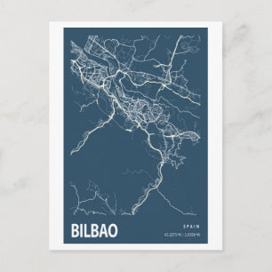Postal Mapa de la ciudad de Bilbao España Arte de línea I