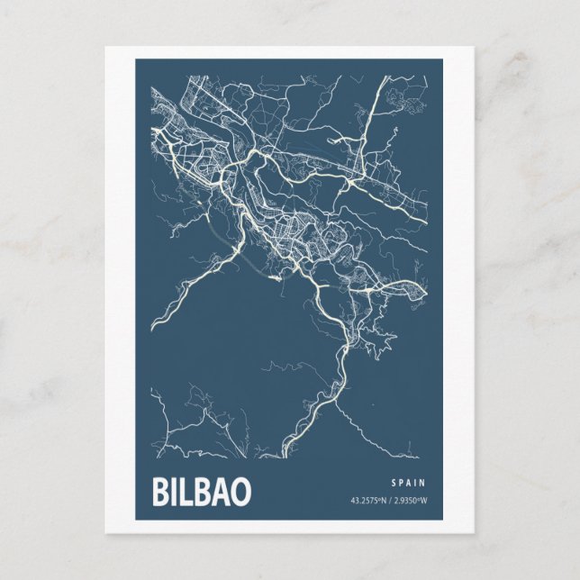 Postal Mapa de la ciudad de Bilbao España Arte de línea I (Anverso)