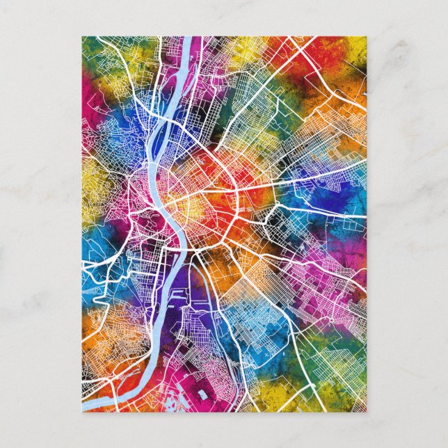 Postal Mapa de la ciudad de Budapest en Hungría (Anverso)