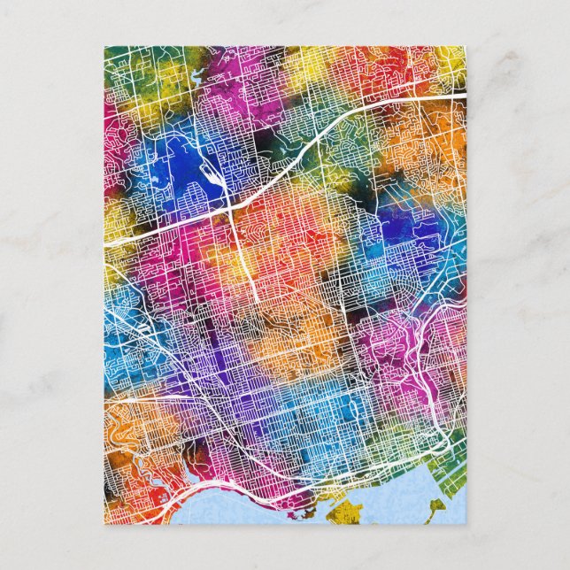 Postal Mapa de la ciudad de Canadá de Toronto (Anverso)