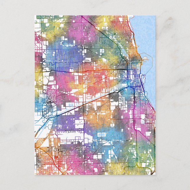 Postal Mapa de la ciudad de Chicago Illinois (Anverso)
