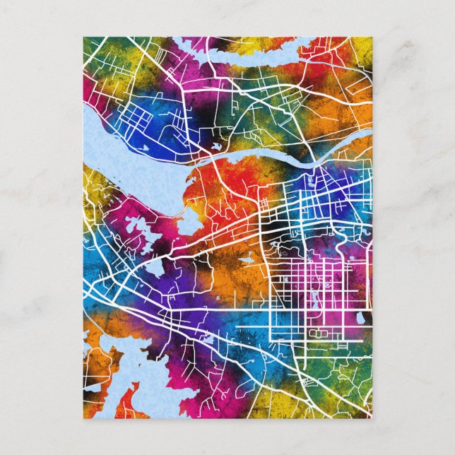 Postal Mapa de la ciudad de China en Huainan (Anverso)