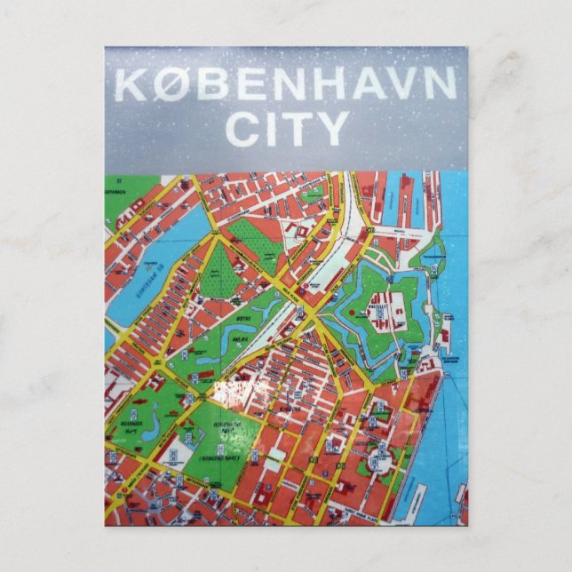Postal mapa de la ciudad de copenhague (Anverso)