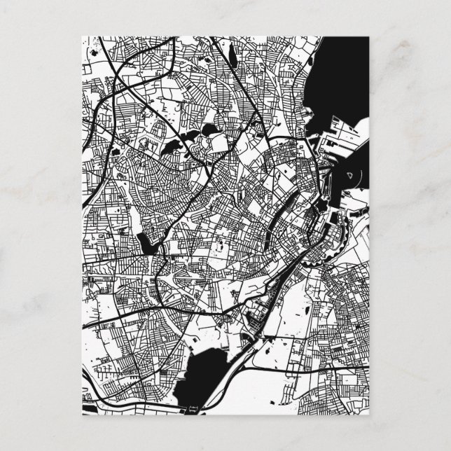 Postal Mapa de la ciudad de Copenhague Dinamarca (Anverso)