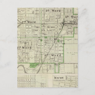 Postal Mapa de la ciudad de Decatur y Sullivan y Macon