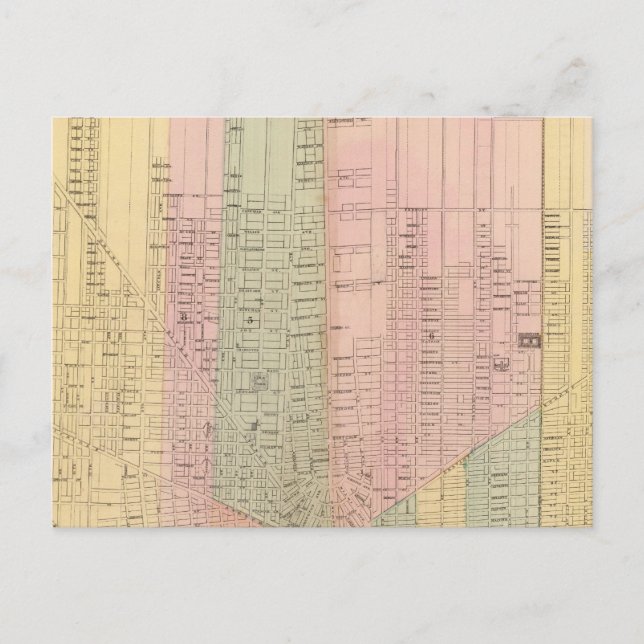 Postal Mapa de la ciudad de Detroit (Anverso)