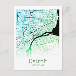 Postal Mapa de la ciudad de Detroit