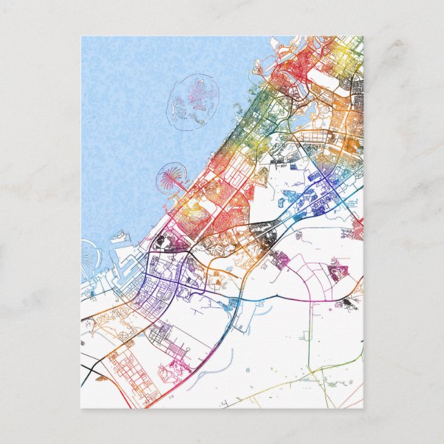 Postal Mapa de la ciudad de Emiratos Árabes Unidos de Dub (Anverso)