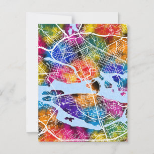 Postal Mapa de la ciudad de Estocolmo en Suecia