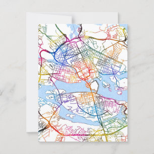 Postal Mapa de la ciudad de Estocolmo en Suecia