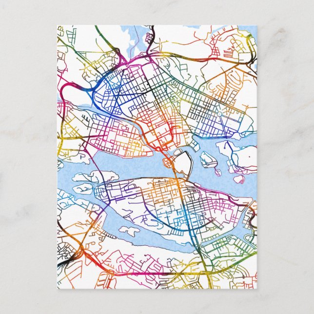 Postal Mapa de la ciudad de Estocolmo en Suecia (Anverso)