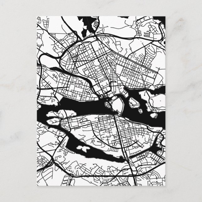 Postal Mapa de la ciudad de Estocolmo Suecia (Anverso)
