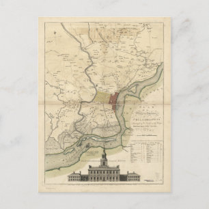 Postal Mapa de la ciudad de Filadelfia en Pensilvania (17