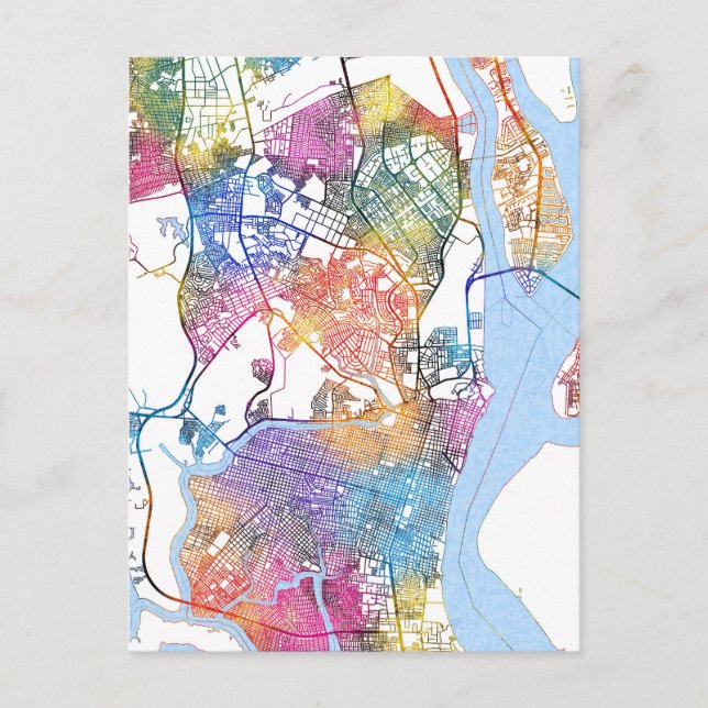 Postal Mapa de la ciudad de Guayaquil en Ecuador (Anverso)