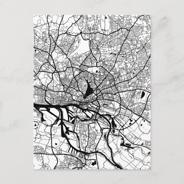 Postal Mapa de la ciudad de Hamburgo Alemania (Anverso)