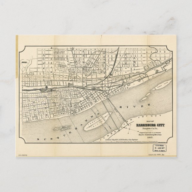 Postal Mapa de la ciudad de Harrisburg, Pennsylvania (189 (Anverso)