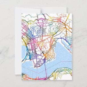Postal Mapa de la ciudad de Hong Kong