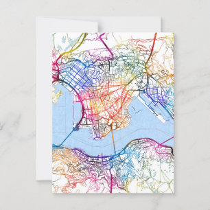 Postal Mapa de la ciudad de Hong Kong en China