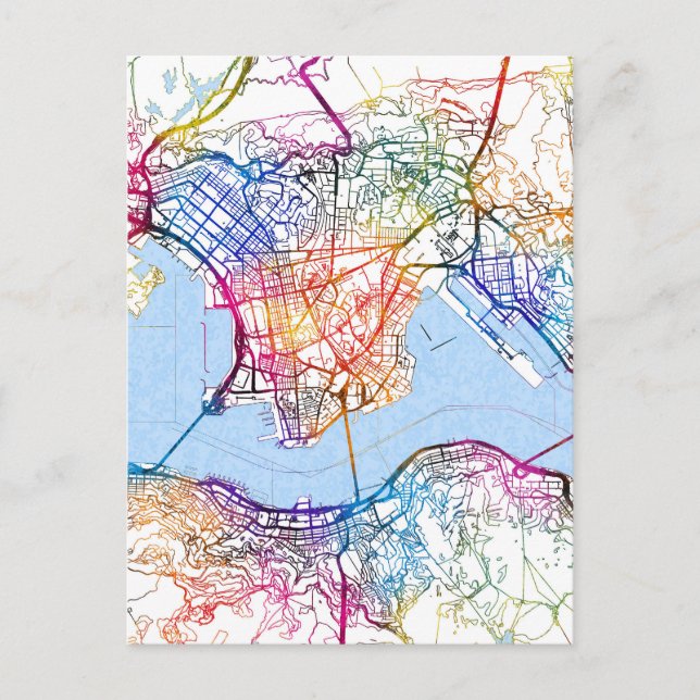 Postal Mapa de la ciudad de Hong Kong en China (Anverso)