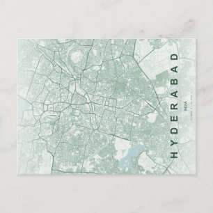 Postal Mapa de la ciudad de Hyderabad, India, diseño mini