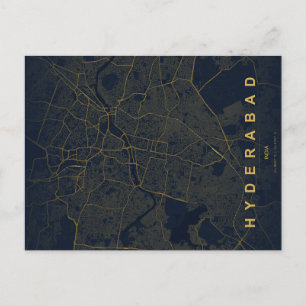 Postal Mapa de la ciudad de Hyderabad India Diseño minima