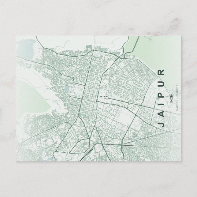 Postal Mapa de la ciudad de Jaipur India Diseño Minimalis (Anverso)