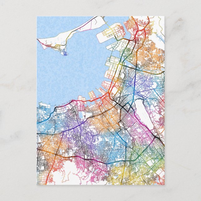 Postal Mapa de la ciudad de Japón de Fukuoka (Anverso)