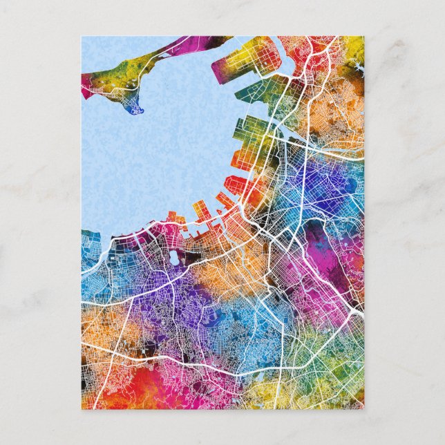 Postal Mapa de la ciudad de Japón de Fukuoka (Anverso)