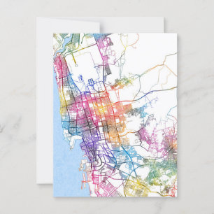 Postal Mapa de la ciudad de Jeddah en Arabia Saudita
