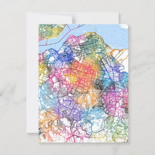 Postal Mapa de la ciudad de la República Democrática del