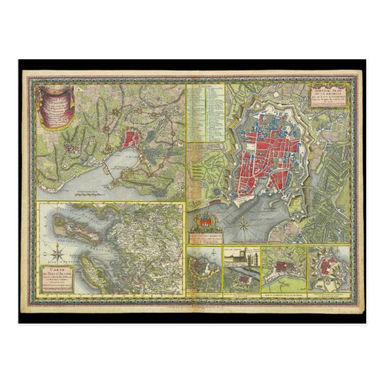 Postal Mapa de la ciudad de La Rochelle y de Aunis