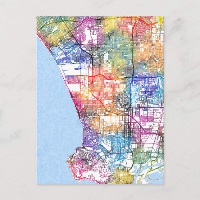 Postal Mapa de la ciudad de Los Ángeles (Anverso)