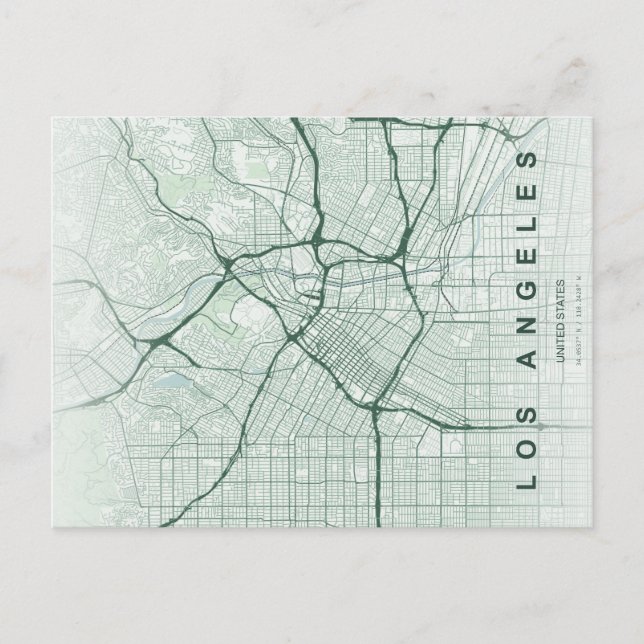 Postal Mapa de la ciudad de Los Ángeles Postcard Minimali (Anverso)