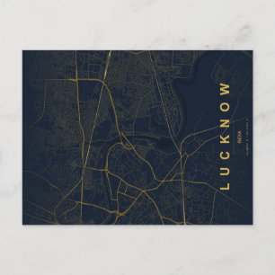 Postal Mapa de la ciudad de Lucknow, India, diseño minima