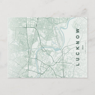Postal Mapa de la ciudad de Lucknow India Diseño Mínimo