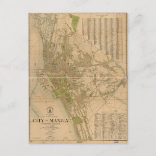 Postal Mapa de la Ciudad de Manila de las Islas Filipinas