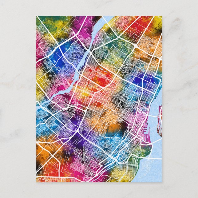 Postal Mapa de la ciudad de Montreal Quebec Canadá (Anverso)