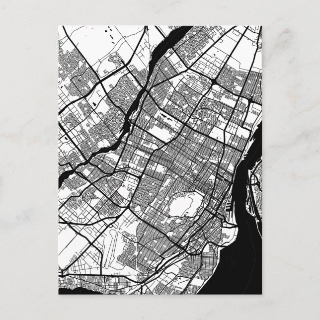 Postal Mapa de la ciudad de Montreal Quebec Canadá (Anverso)