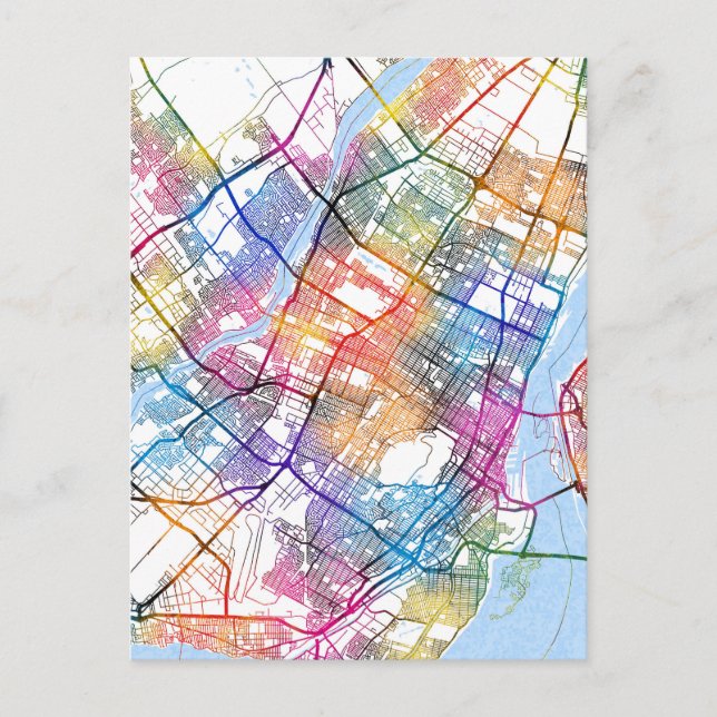 Postal Mapa de la ciudad de Montreal Quebec Canadá (Anverso)