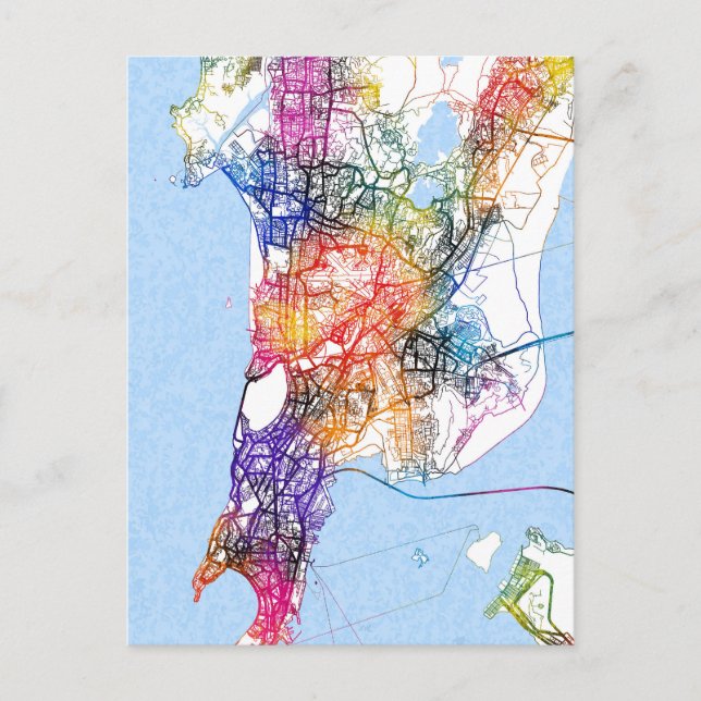 Postal Mapa de la ciudad de Mumbai Maharashtra (Anverso)