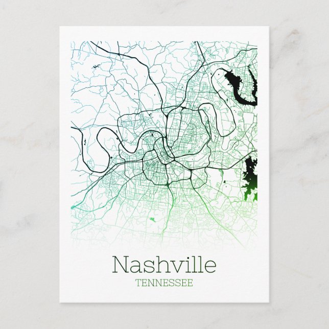 Postal Mapa de la ciudad de Nashville (Anverso)