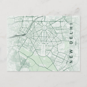 Postal Mapa de la ciudad de Nueva Delhi, India, diseño mi