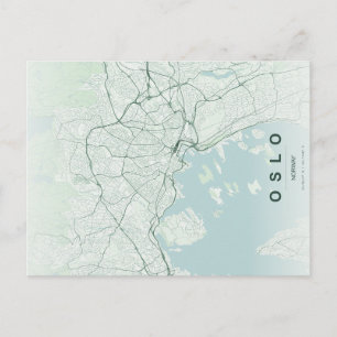 Postal Mapa de la ciudad de Oslo Noruega Diseño Mínimo