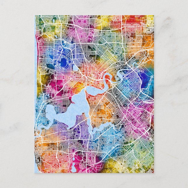 Postal Mapa de la ciudad de Perth Australia (Anverso)