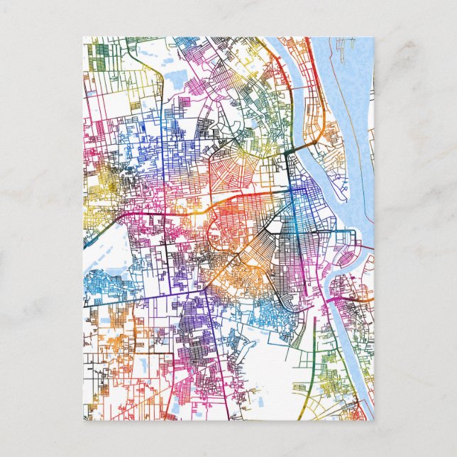 Postal Mapa de la ciudad de Phnom Penh en Camboya (Anverso)