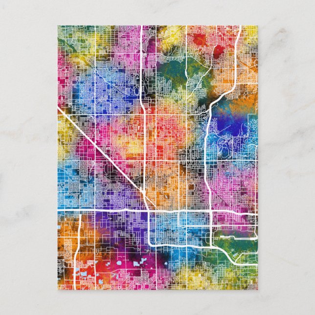 Postal Mapa de la ciudad de Phoenix Arizona (Anverso)